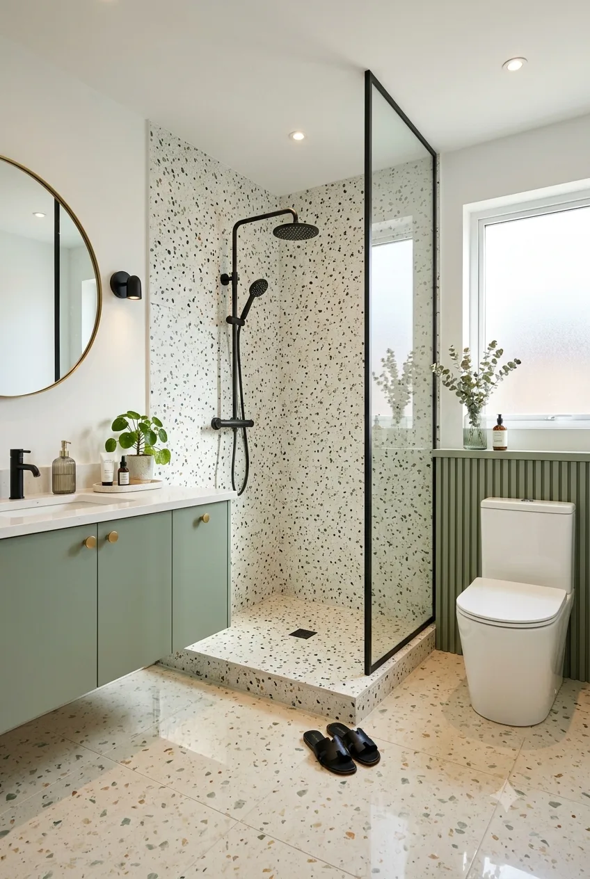 Small Bathroom Corner Shower Ideas With a Frameless Walk-In Design