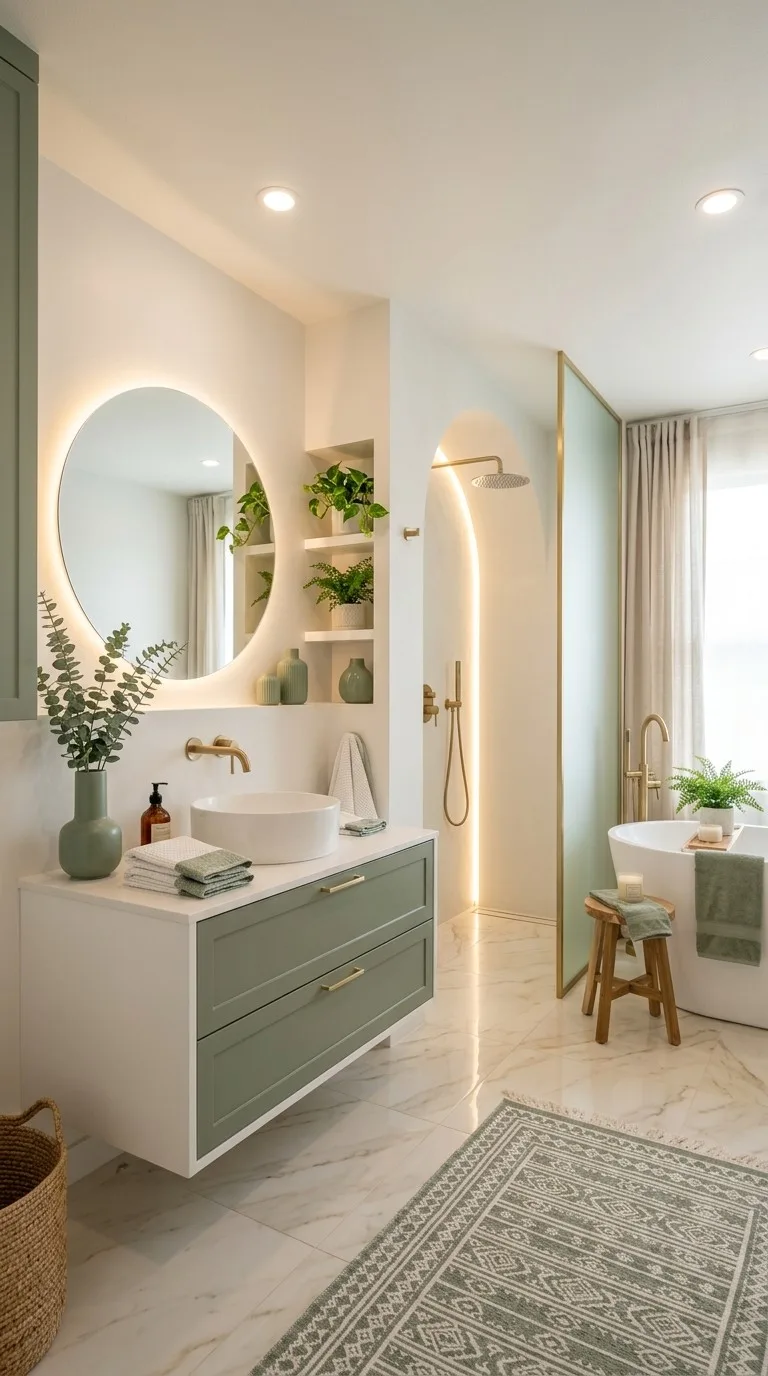 Modern Minimal Bathroom Ideas for a Spa-Like Feel: Sage Green Design Inspiration
